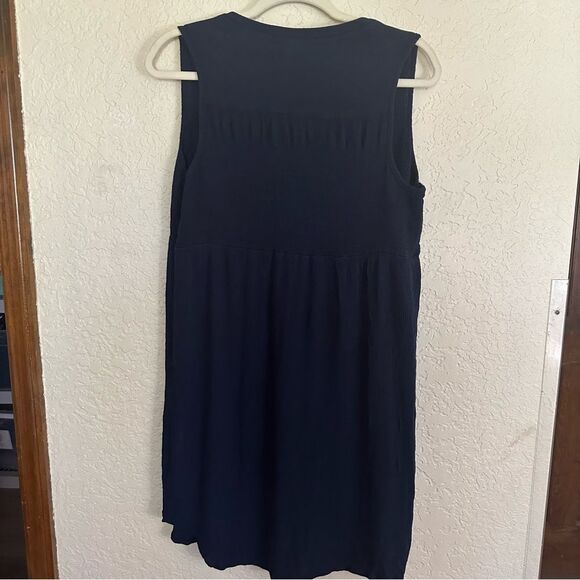 Knox Rose Womens Navy Blue Shift Dress Button Front Sleeveless V Neck Size Small - Picture 4 of 8